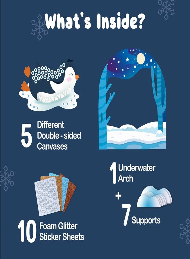 بينكا نشاط فني فسيفسائي باستخدام ملصقات الفوم من بينكا، أكثر من 750 ملصق فوم ثلاثي الأبعاد لامع، 5 حيوانات شتوية مع قوس عرض، أنشطة يدوية بدون فوضى، مجموعات حرف يدوية من اللباد وهدايا للأولاد والبنات من سن 5 و6 و7 و8 سنوات - Image 2